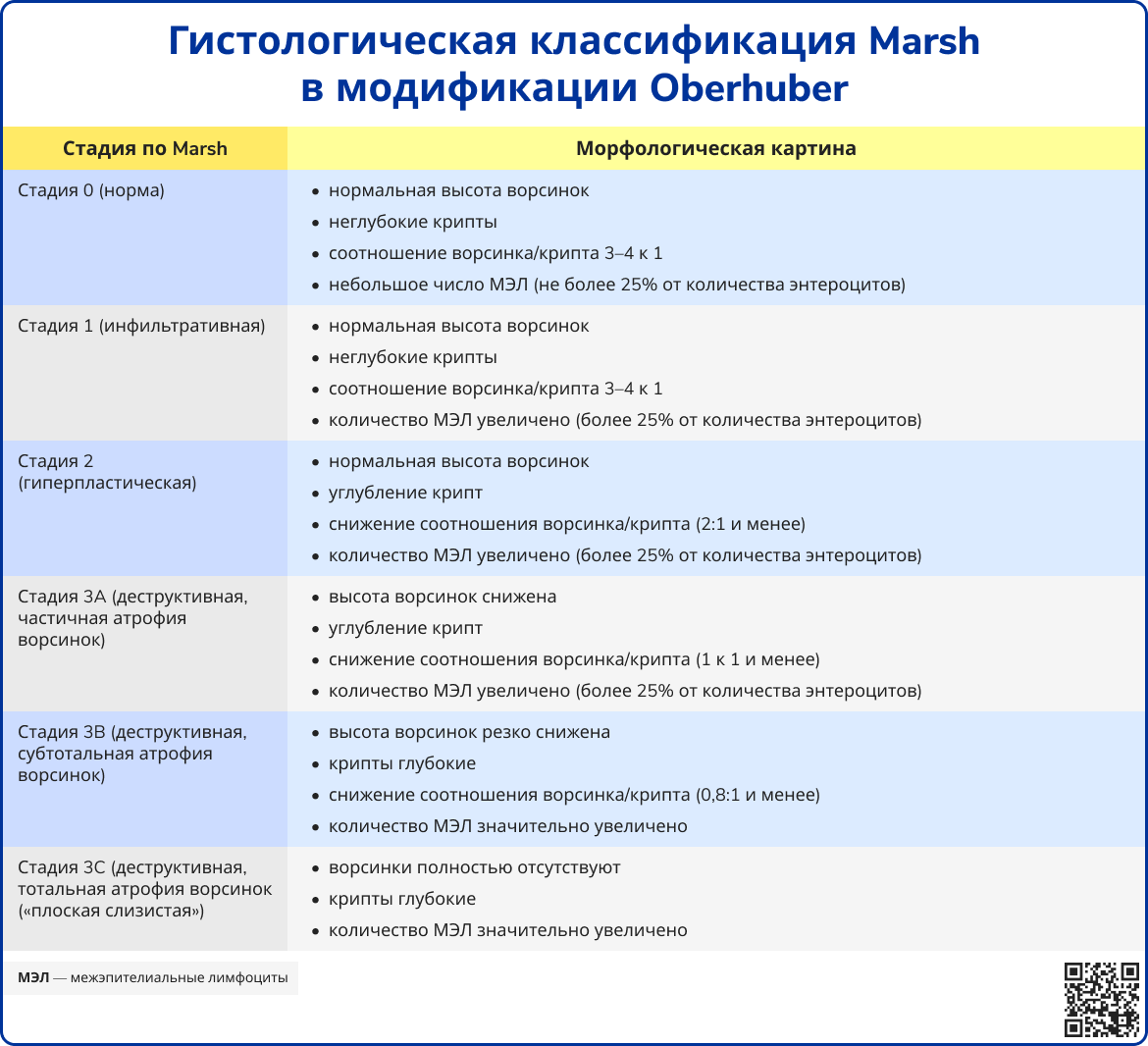Гистологическая классификация Marsh в модификации Oberhuber